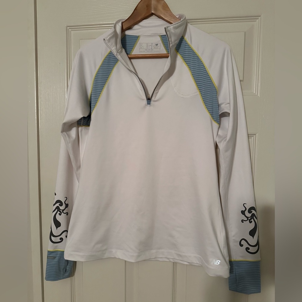 New Balance White Pullover with Blue and Yellow Trim NWOT